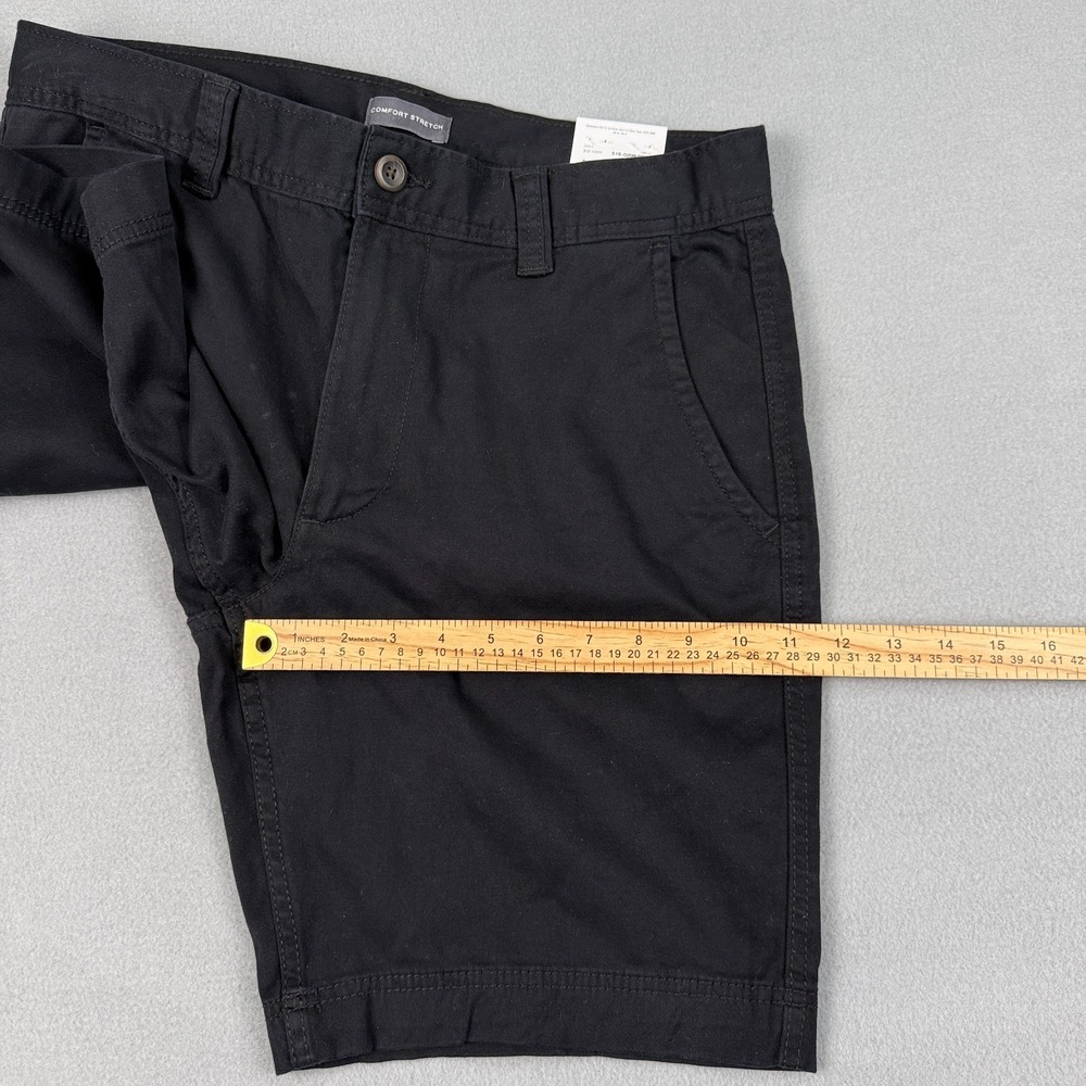 St Johns Bay Shorts Mens 32 Black Flat Front Chino Comfort Stretch 9" Inseam NWT - Picture 9 of 10